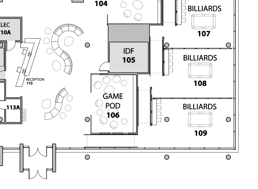 Reception, Billards and Game Pod