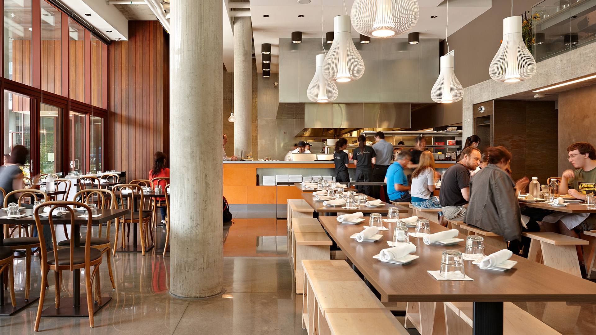 People enjoying lunch at upscale restaurant Cultivate