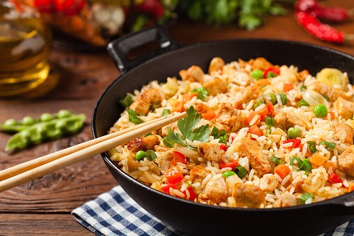 Fried rice and chopsticks