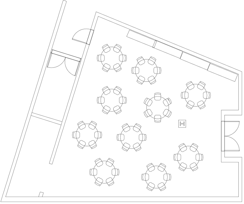 Image of McMahon Hall Pompeii Room, Room Set "Standard Banquet"