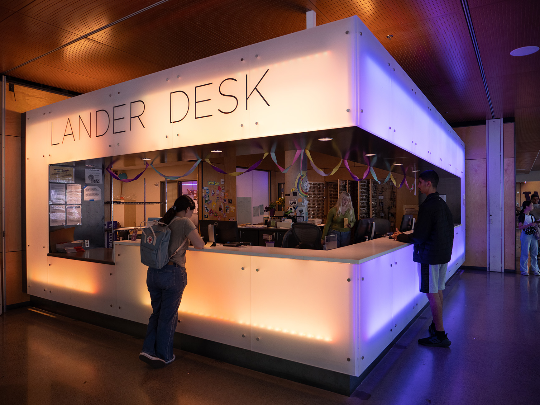 Lander Hall, location of Student Services and Lander Desk